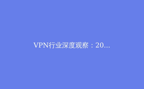 VPN行业深度观察：2024年网络安全与数据隐私新趋势